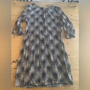 Louie Lucie Graphic Print Tunic Dress 3/4 Sleeve Blue White  Women’s Large Prelo